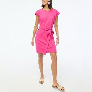 J. Crew Factory short-sleeve tie-waist T-shirt dress in vintage berry color